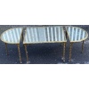 1970′ Table Tripartite Maison Charles, Jansen Ou Baguès Décor Palmier en Bronze Doré avec Plateaux Miroirs Vieillis 10