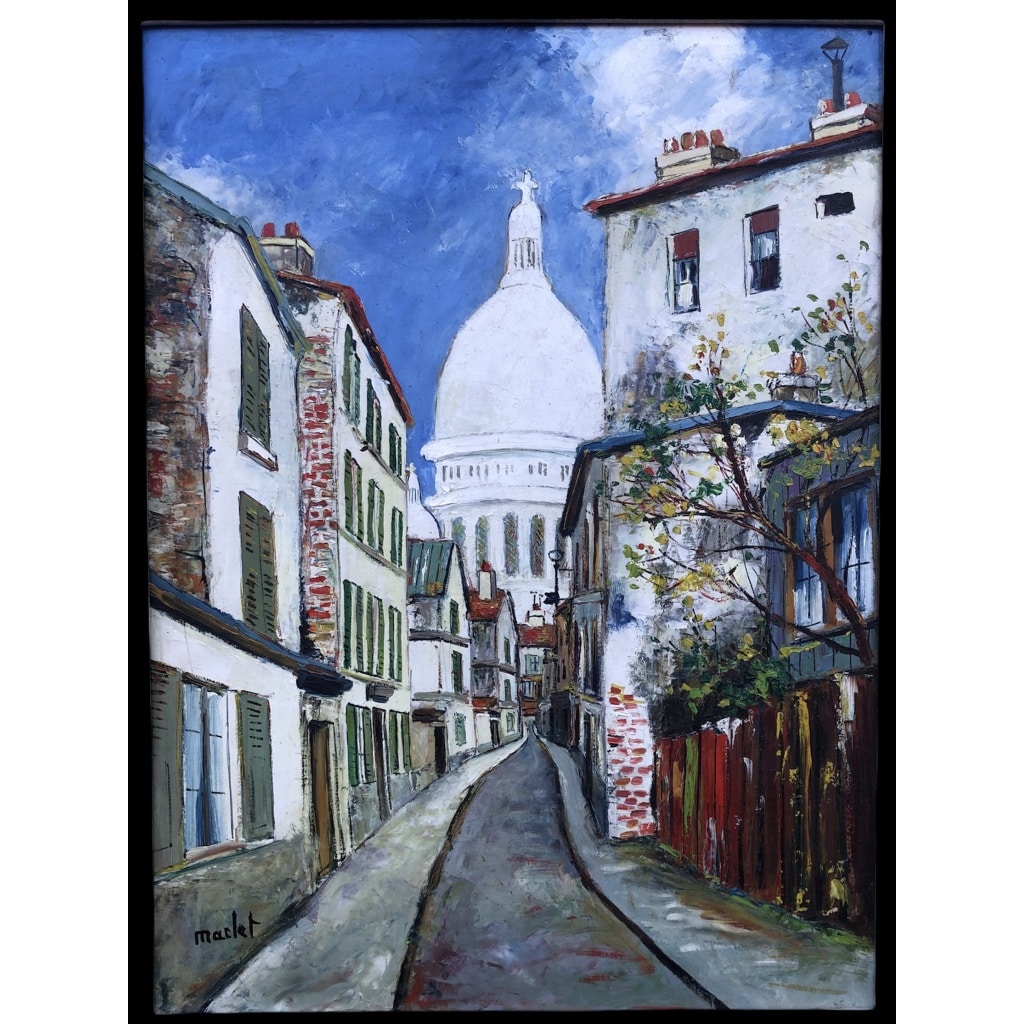 Maclet Elisée Peinture 20è Paris Montmartre Le Sacré Coeur Huile Signée Certificat d’authenticité | Biron 