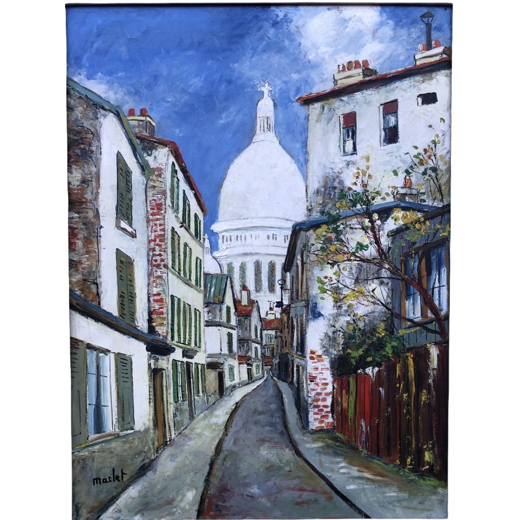 Maclet Elisée Peinture 20è Paris Montmartre Le Sacré Coeur Huile Signée Certificat d’authenticité | Biron 