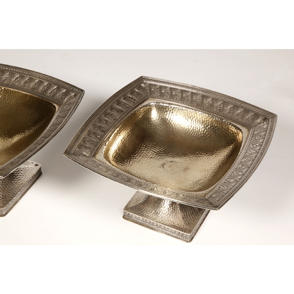 GORHAM – Paire de Coupes en argent massif martelé Birmingham XXe | Biron 