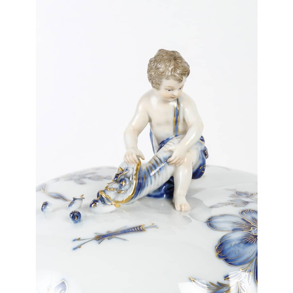 Rare Service de Table en Porcelaine Meissen – Floral bleu et dorée -78 Pièces – 1880 | Biron 