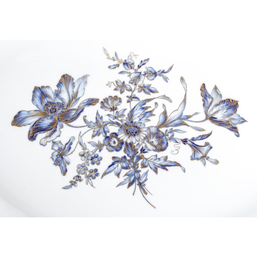 Rare Service de Table en Porcelaine Meissen – Floral bleu et dorée -78 Pièces – 1880 | Biron 
