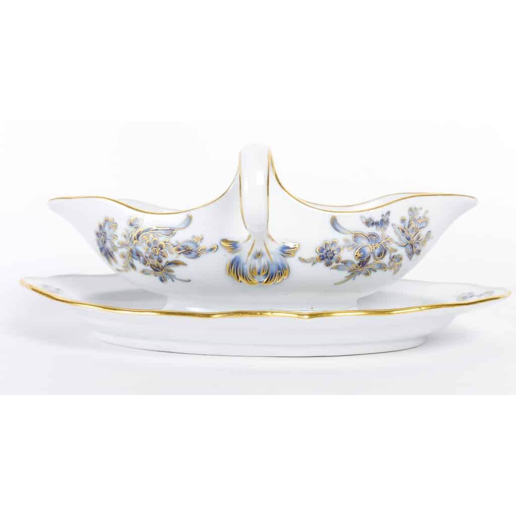 Rare Service de Table en Porcelaine Meissen – Floral bleu et dorée -78 Pièces – 1880 | Biron 