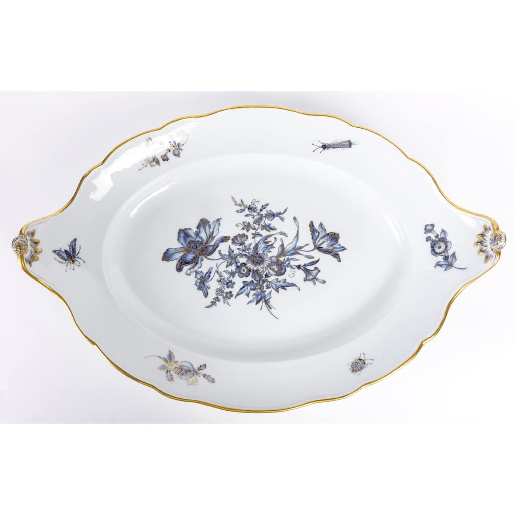 Rare Service de Table en Porcelaine Meissen – Floral bleu et dorée -78 Pièces – 1880 | Biron 