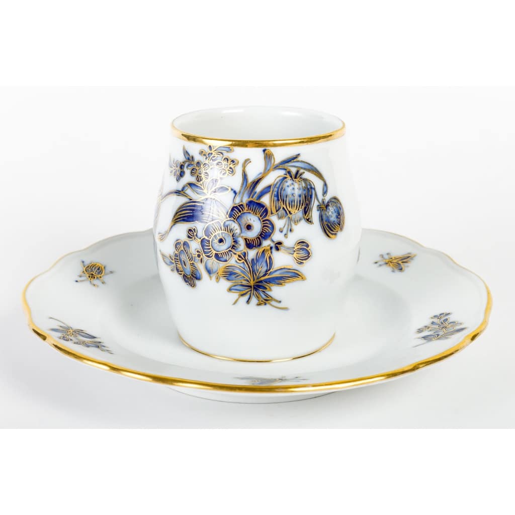 Rare Service de Table en Porcelaine Meissen – Floral bleu et dorée -78 Pièces – 1880 | Biron 
