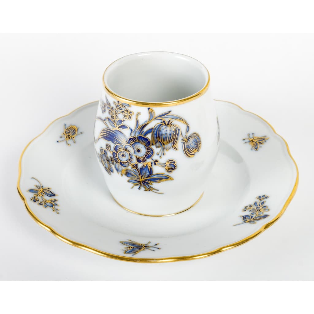 Rare Service de Table en Porcelaine Meissen – Floral bleu et dorée -78 Pièces – 1880 | Biron 