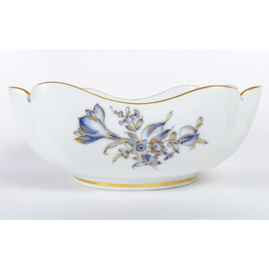 Rare Service de Table en Porcelaine Meissen – Floral bleu et dorée -78 Pièces – 1880 | Biron 