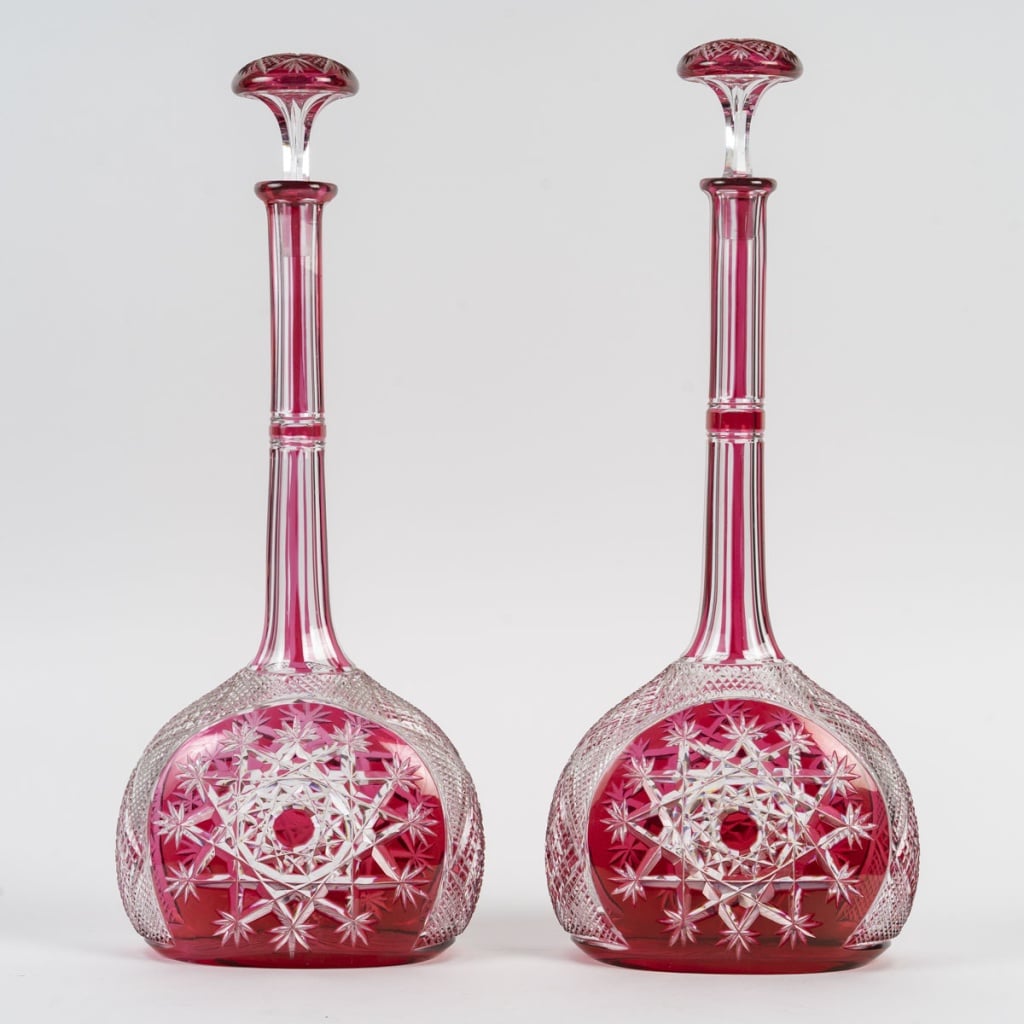 Cristallerie De Baccarat, Paire De Carafes Collection dite « du Tsar ». Edition d’Origine. | Biron 