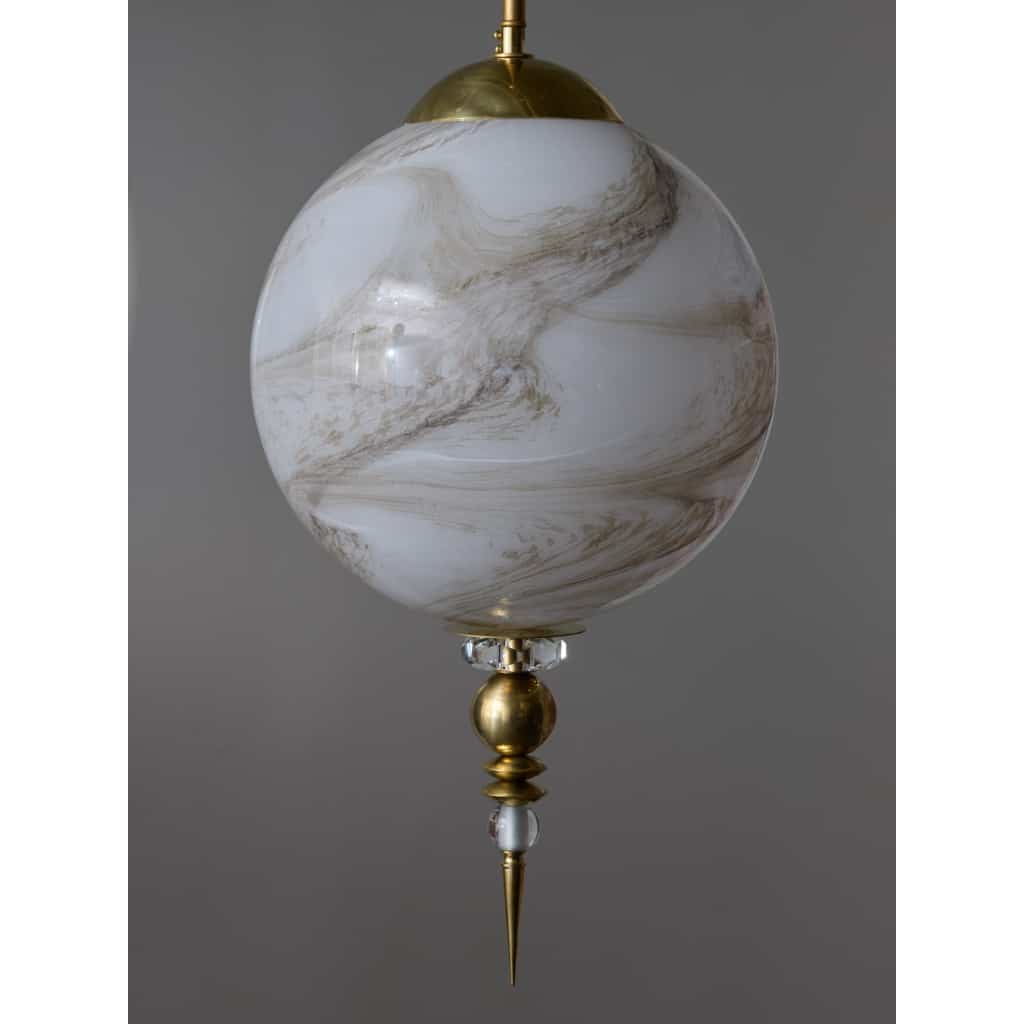 Suspensions in Brass with Painted Glass Globes | Biron 