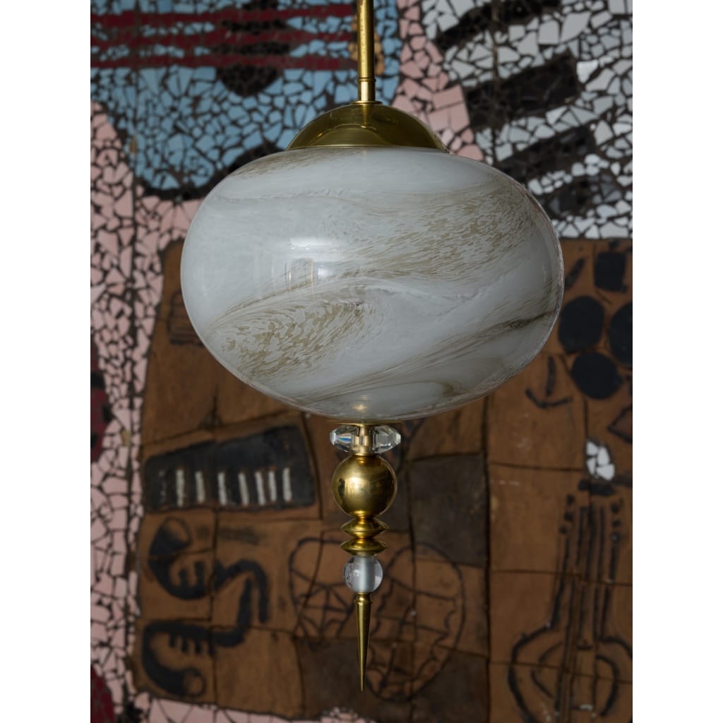 Suspensions in Brass with Painted Glass Globes | Biron 