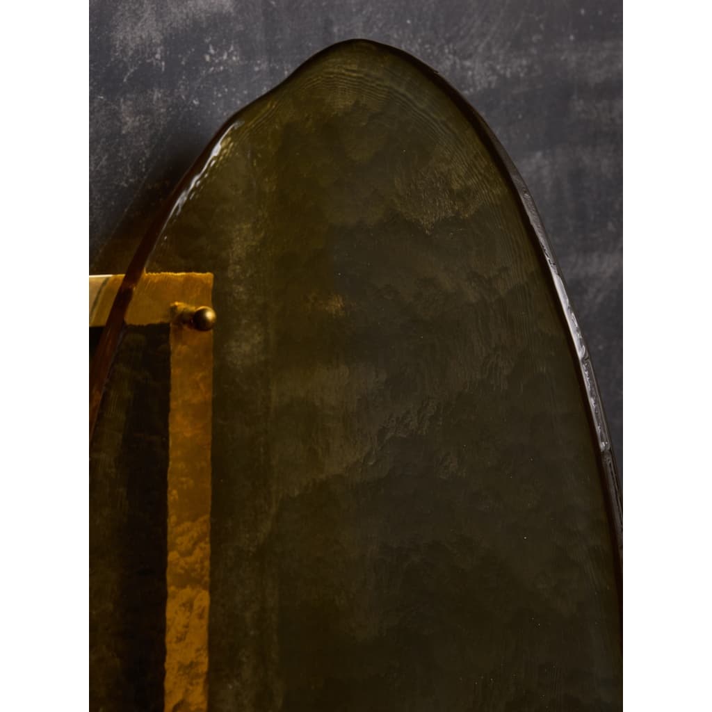 Brass and Murano Glass Large modernist Wall Sconces | Biron 
