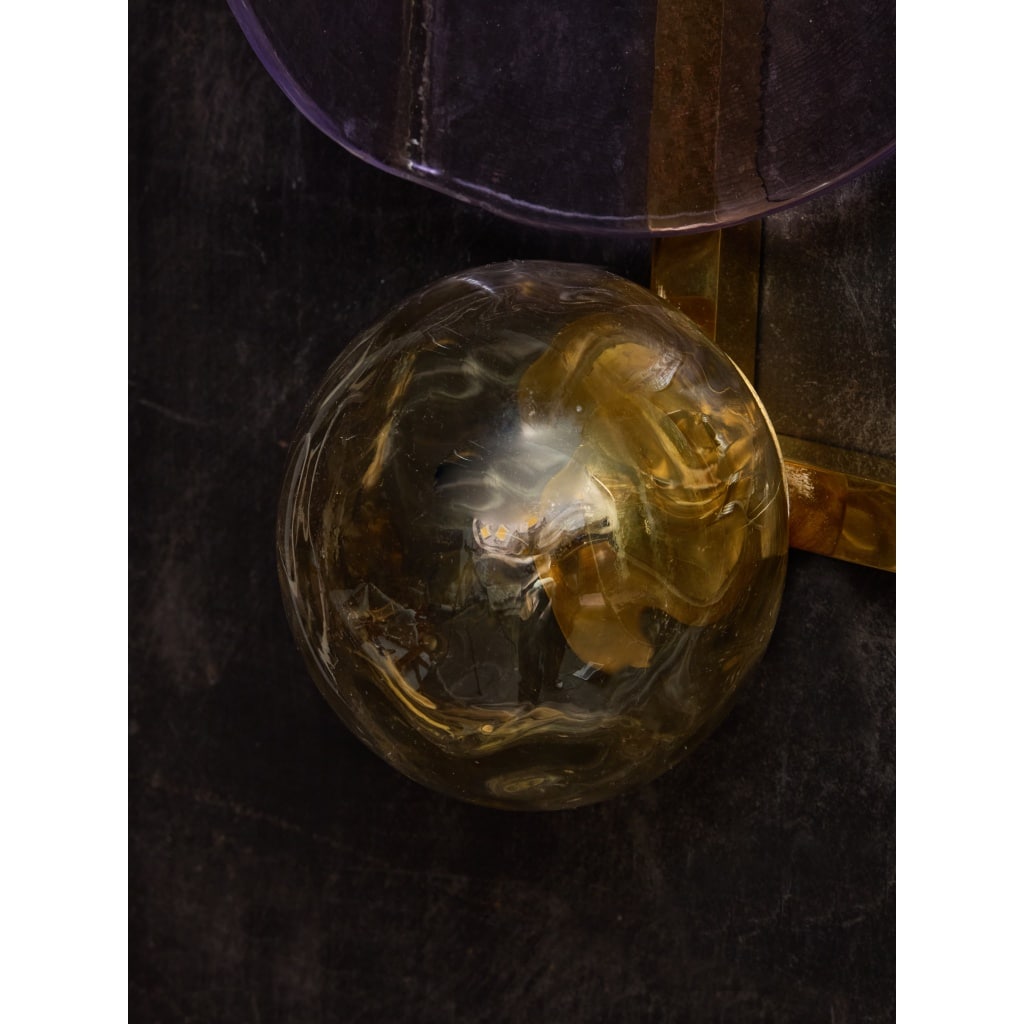 Brass and Murano Glass Large modernist Wall Sconces | Biron 