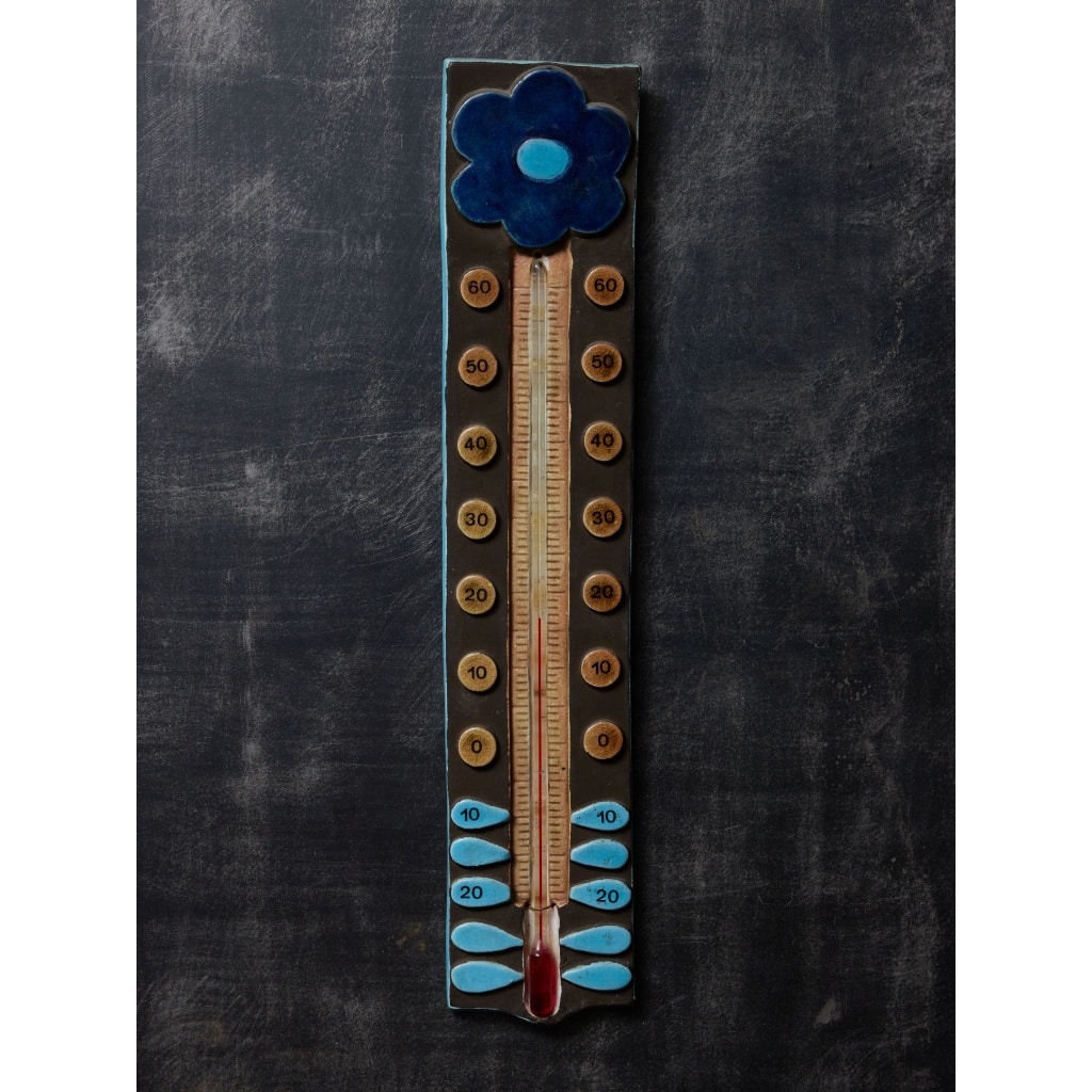 Ceramic Thermometer by Mithé Espelte with Flower Motif | Biron 