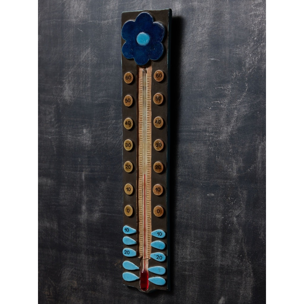 Ceramic Thermometer by Mithé Espelte with Flower Motif | Biron 