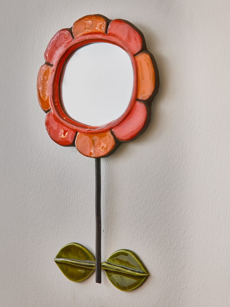 Mithe Espelt Flower Shaped Mirror With Orange Petals | Biron 