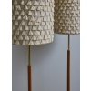 Pair of Scandinavian Wood and Brass Floor Lamps with Lampshades | Biron 