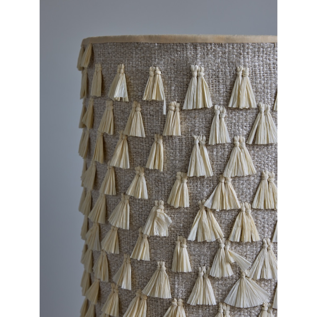 Pair of Scandinavian Wood and Brass Floor Lamps with Lampshades | Biron 