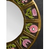 Round Mithe Espelt Ceramic Mirror with Flower Decors | Biron 