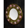 Round Mithe Espelt Ceramic Mirror with Flower Decors | Biron 