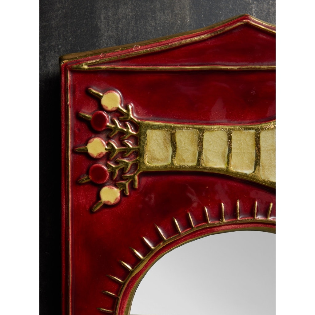 Mithe Espelt Red Ceramic and Birds Decor Mirror | Biron 