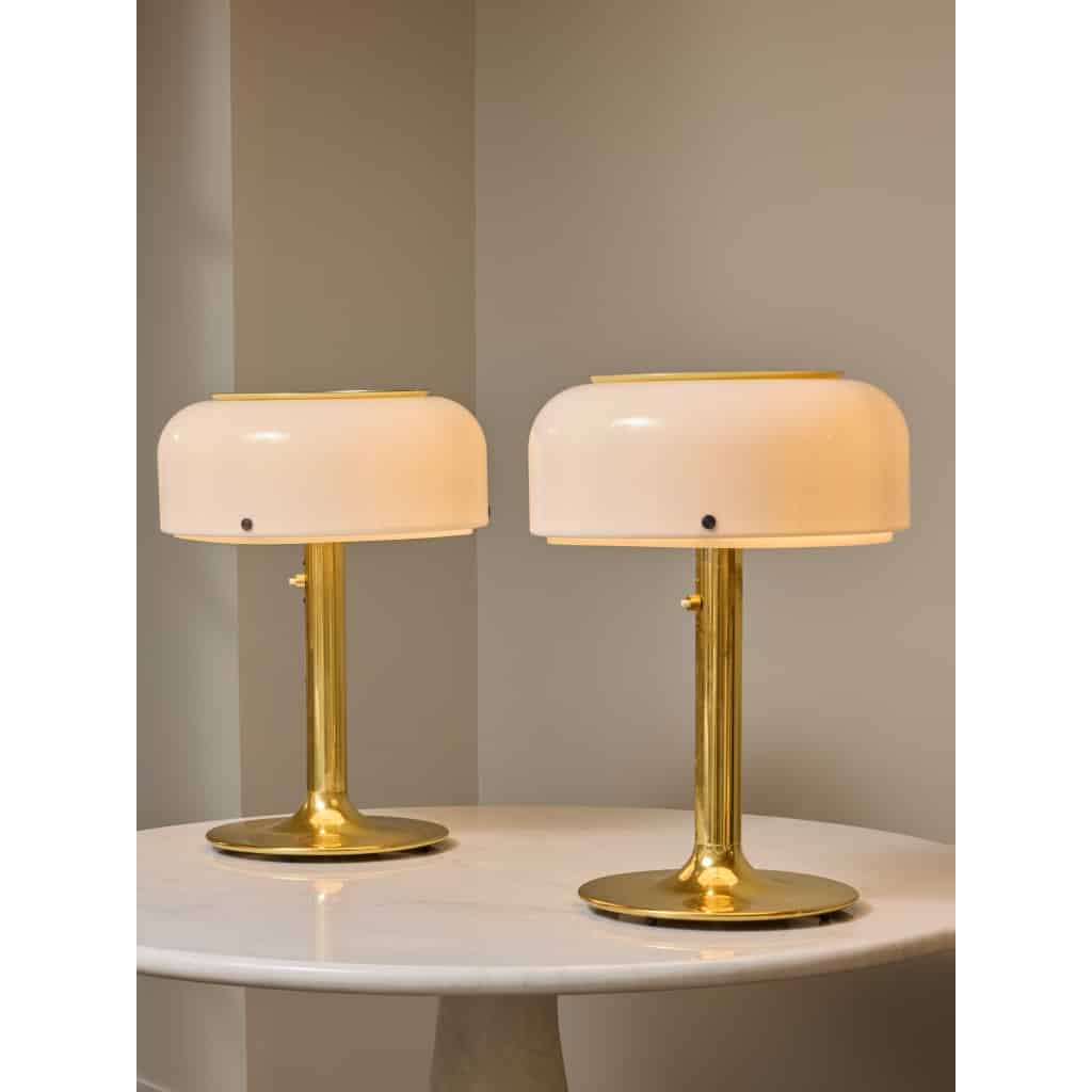 Pair of Brass and Acrylic Knubbling Table Lamps by Anders Pherson | Biron 