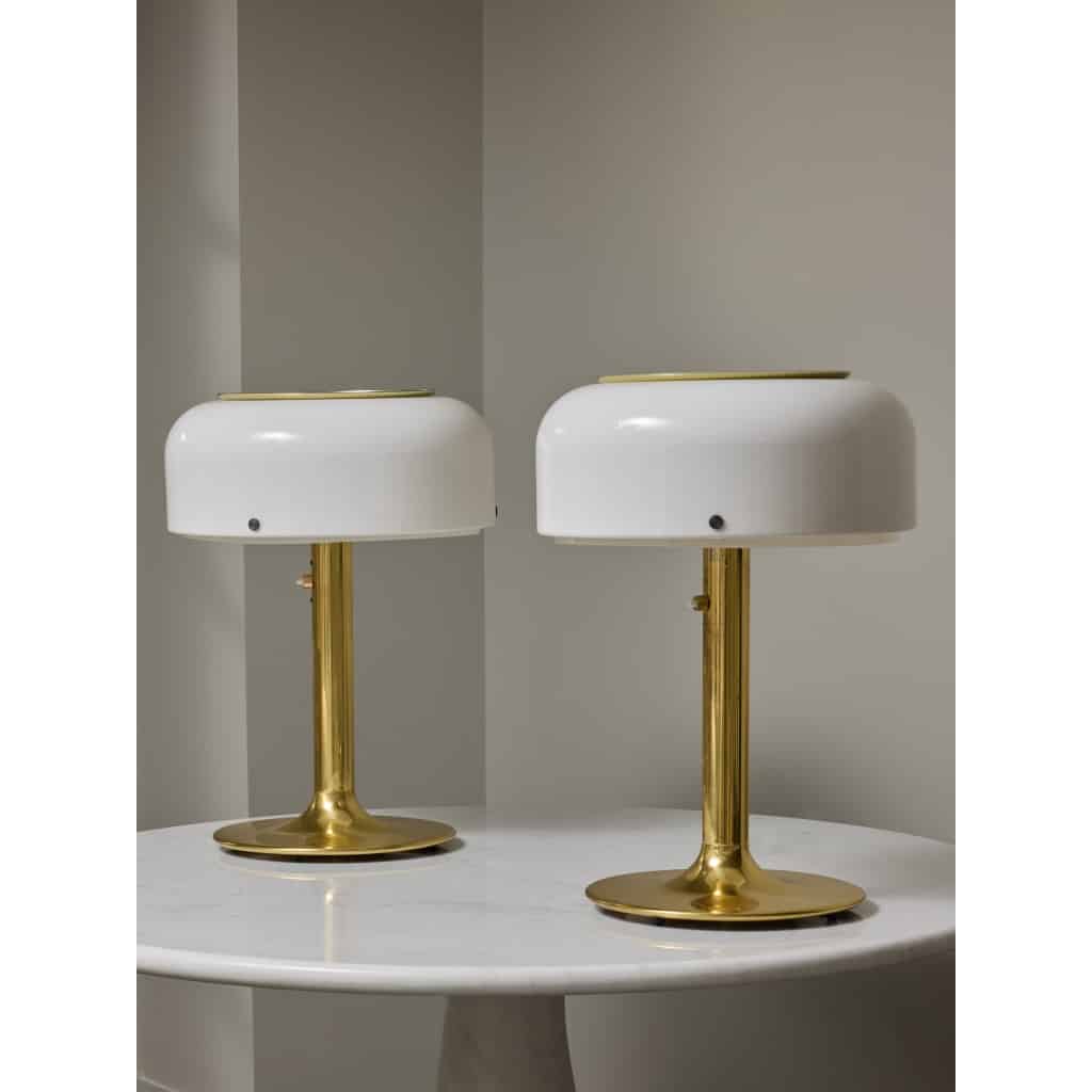 Pair of Brass and Acrylic Knubbling Table Lamps by Anders Pherson | Biron 