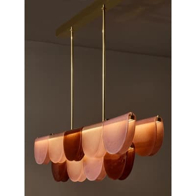 Burgundy, Blush and Powder Pink Murano Glass Long Chandelier