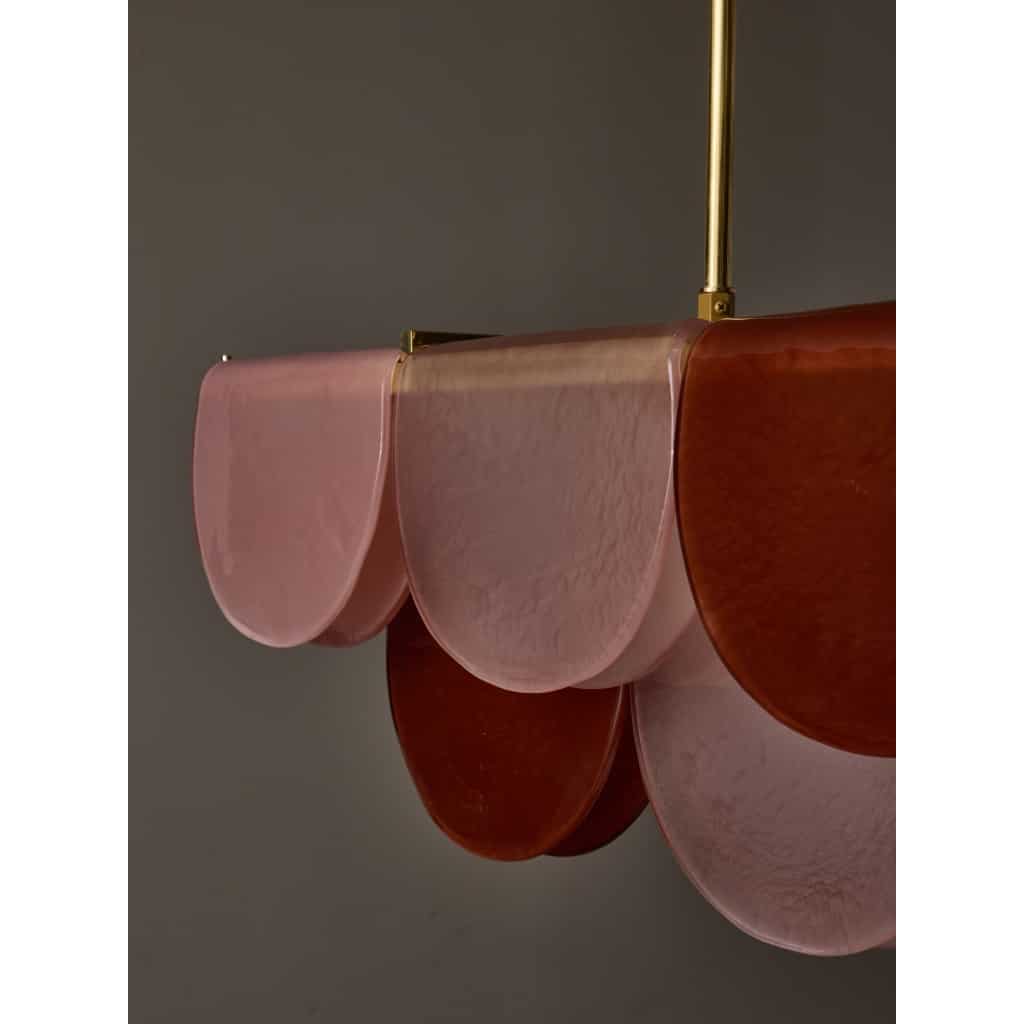 Burgundy, Blush and Powder Pink Murano Glass Long Chandelier | Biron 