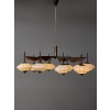 Brass, Wood and Glass Lanterns Stilnovo Chandelier | Biron 