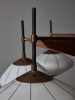 Brass, Wood and Glass Lanterns Stilnovo Chandelier | Biron 