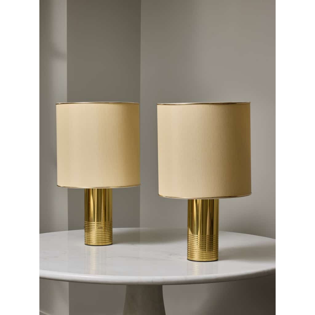 Pair of Brass Cylindrical Lamps | Biron 