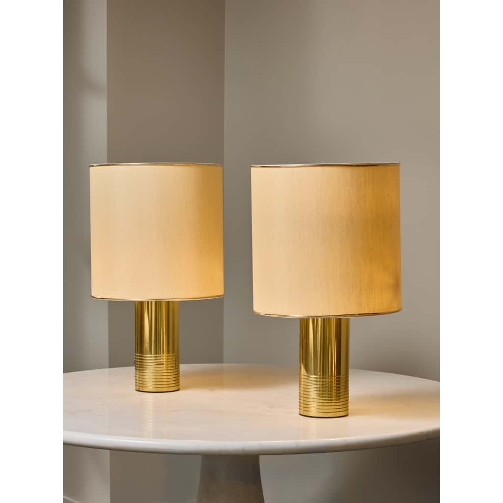 Pair of Brass Cylindrical Lamps | Biron 
