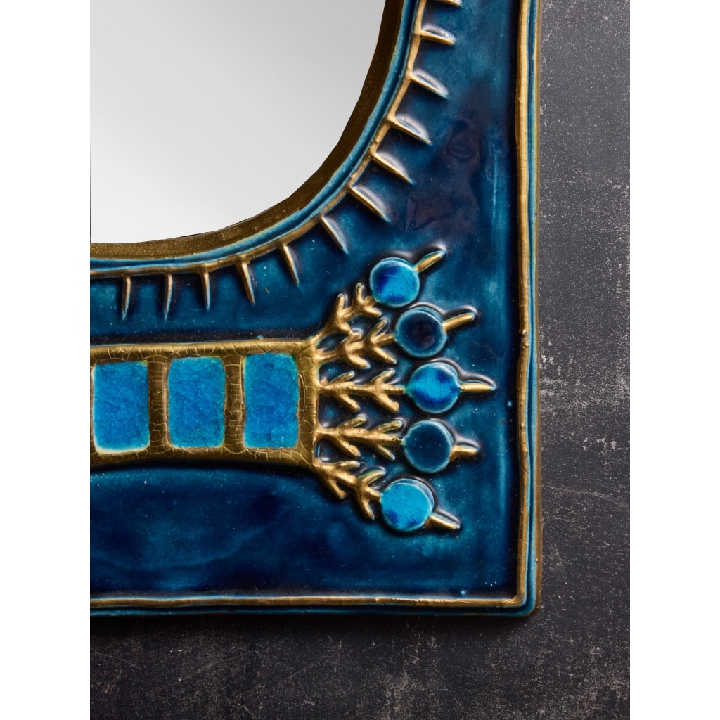 Mithe Espelt Blue Ceramic and Birds Decor Mirror | Biron 