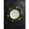 Round Mithe Espelt Ceramic Mirror with Blue Flower Decors | Biron 