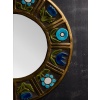 Round Mithe Espelt Ceramic Mirror with Blue Flower Decors | Biron 