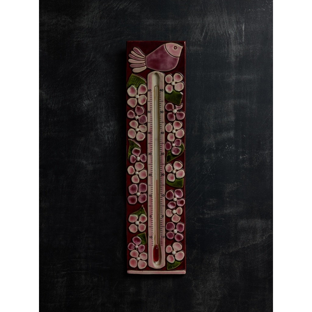 Ceramic Thermometer by Mithé Espelte with Bird Decor | Biron 