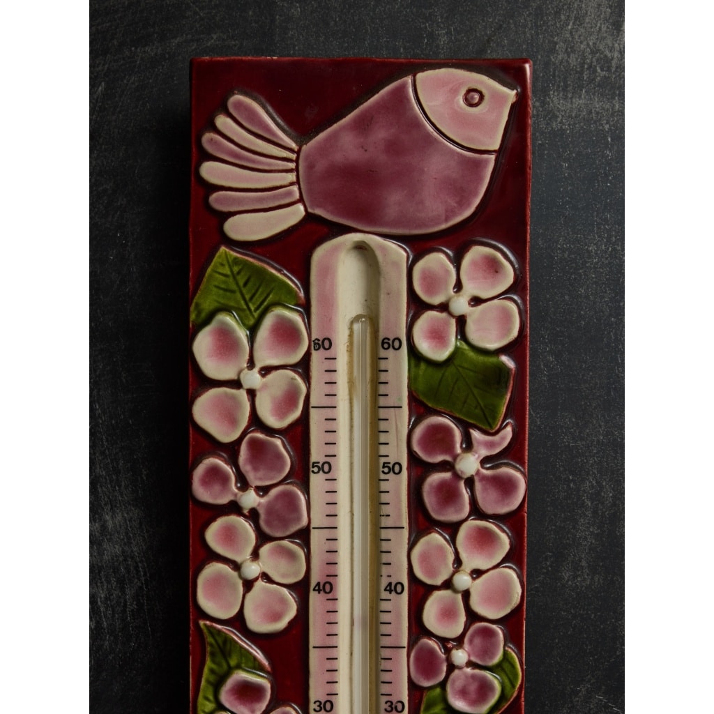 Ceramic Thermometer by Mithé Espelte with Bird Decor | Biron 