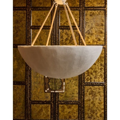 Plaster Bowl Chandelier with Inner Lighting