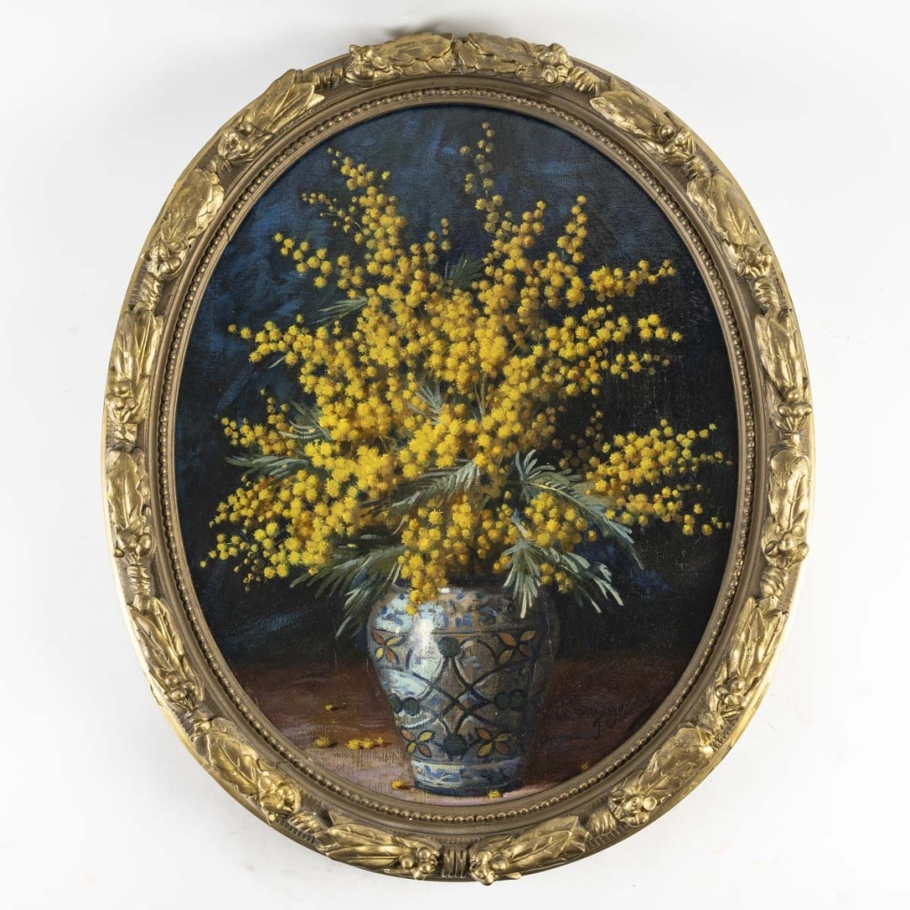 Vase aux mimosas, par J. Olivier | Biron 