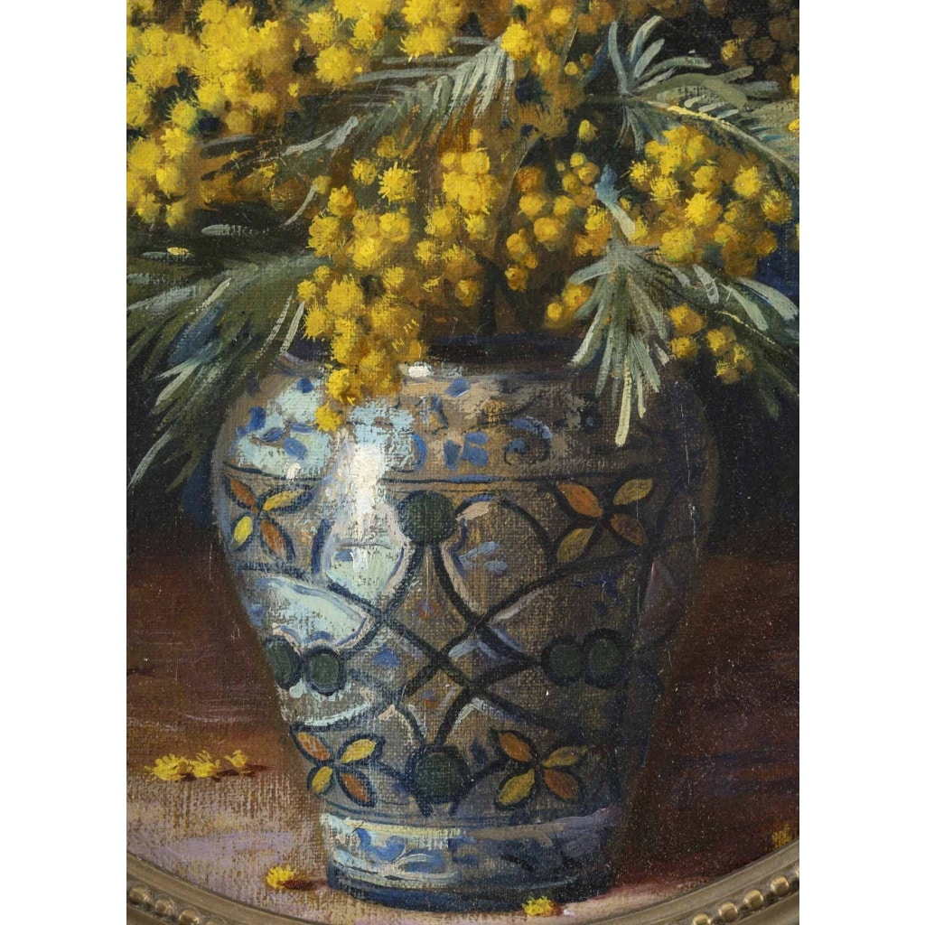 Vase aux mimosas, par J. Olivier | Biron 