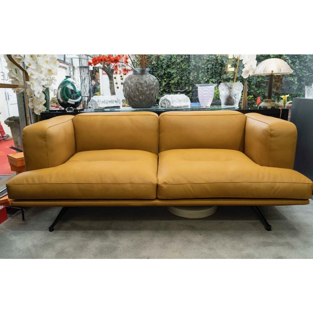 Anderssen & Voll , Canapé 2 Places Cuir Cognac/Aluminium Poli ,Inland AV22. | Biron 