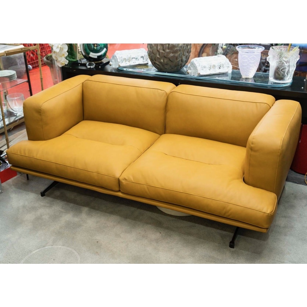 Anderssen & Voll , Canapé 2 Places Cuir Cognac/Aluminium Poli ,Inland AV22. | Biron 