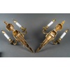 Paire d’appliques à trois bras de lumière en bronze ciselé et doré de style Louis XVI | Biron 