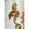 Série de six appliques à trois lumières de style Louis XV en bronze ciselé et doré vers 1880-1890 | Biron 