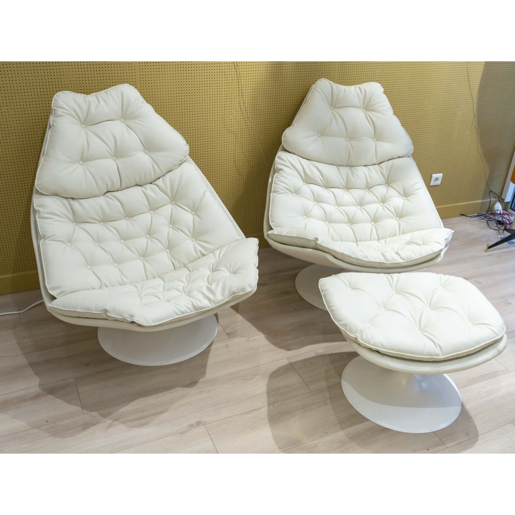 Paire De Fauteuils Et Repose Pieds Geoffrey Harcourt | Biron 