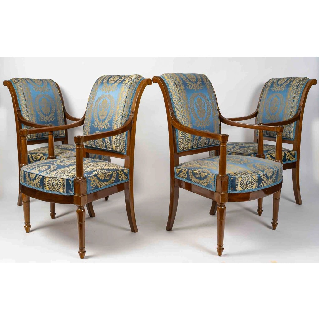 Georges Jacob reçu Maitre en 1765 Quatre fauteuils en acajou époque Directoire vers 1795-1799 | Biron 