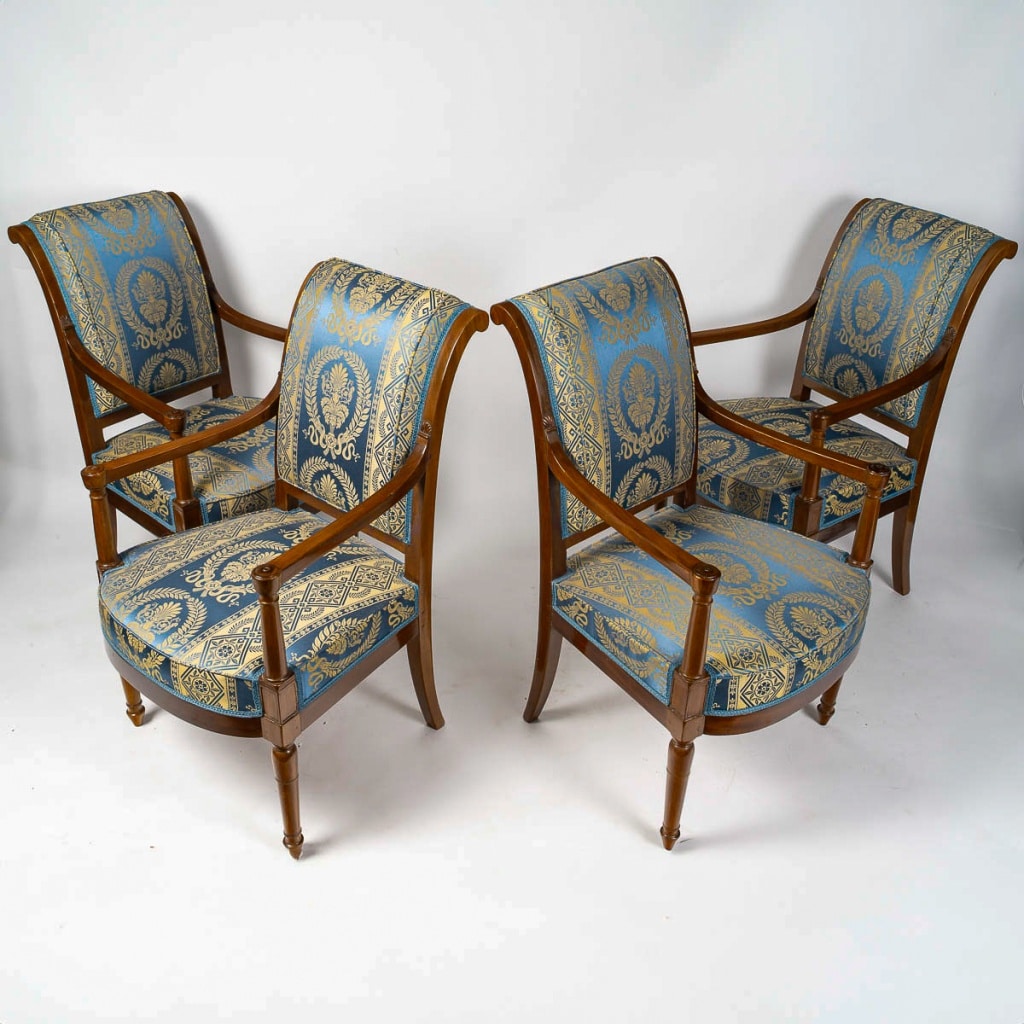 Georges Jacob reçu Maitre en 1765 Quatre fauteuils en acajou époque Directoire vers 1795-1799 | Biron 