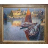 BOUVET Max Peinture Française Marine 20ème Siècle Petit Port Breton Huile Sur toile Signée Certificat d’authenticité | Biron 