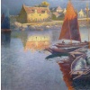 BOUVET Max Peinture Française Marine 20ème Siècle Petit Port Breton Huile Sur toile Signée Certificat d’authenticité | Biron 