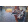BOUVET Max Peinture Française Marine 20ème Siècle Petit Port Breton Huile Sur toile Signée Certificat d’authenticité | Biron 